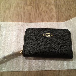 Coach small black leather wallet/ card case